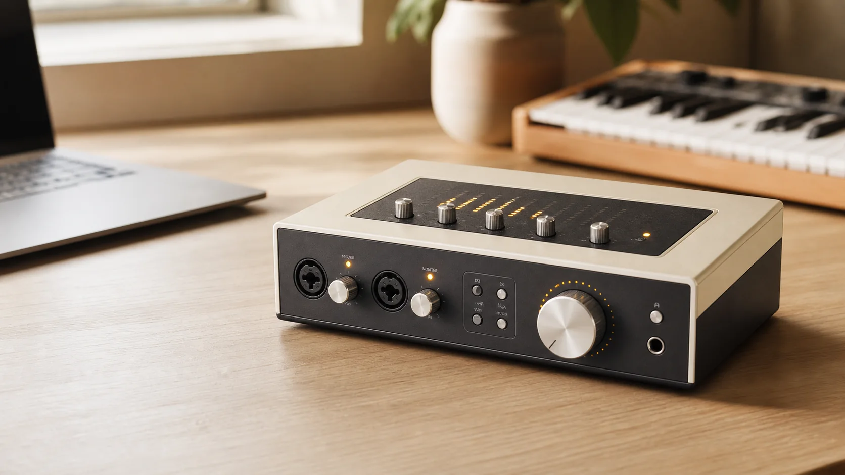 Universal Audio Volt 2 connected in a Mac-based studio
